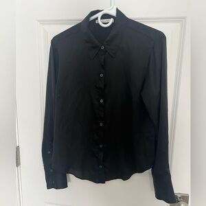 Abercrombie & Fitch silky-feel little black button-up blouse